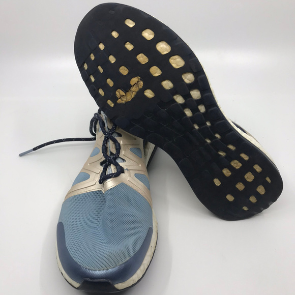 Adidas Boost Blue Gold Sneakers Size 7F/6M - Picture 2 of 8